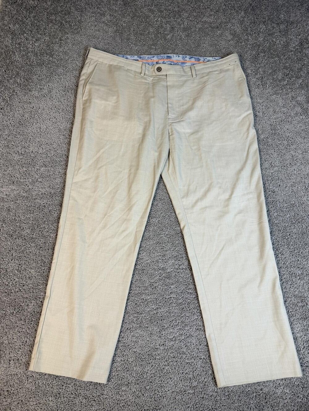 Tommy Bahama Pants Mens 42x30 Beige Dress Wool Flat Front Belt Loops Slacks